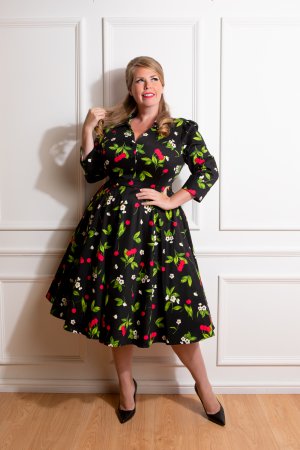 Black Floral Shirtwaist Dress